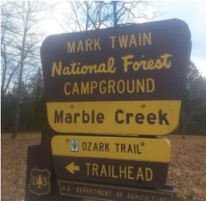 Taum Sauk Mark Twain Natural Forest Campground sign